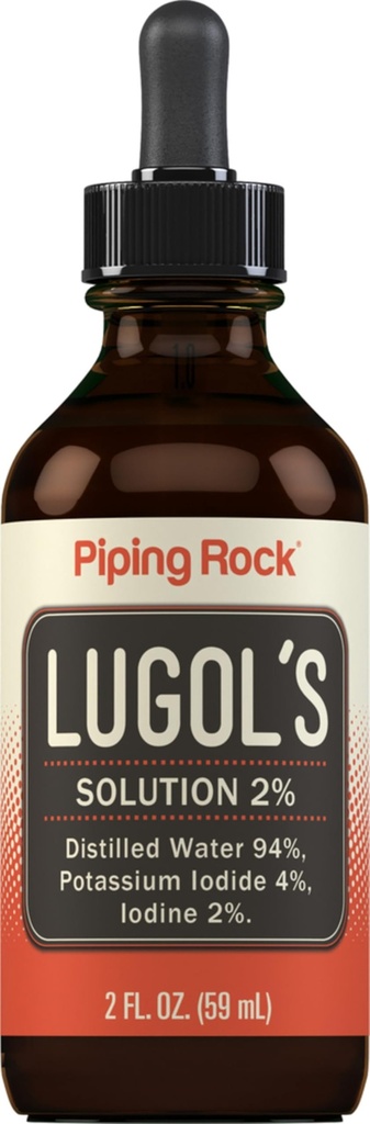Lugols Iodine gotas 2% 2 fl oz ← Suplemento líquido tóxico Potasio Iodide 4% tóxico por Piping Rock