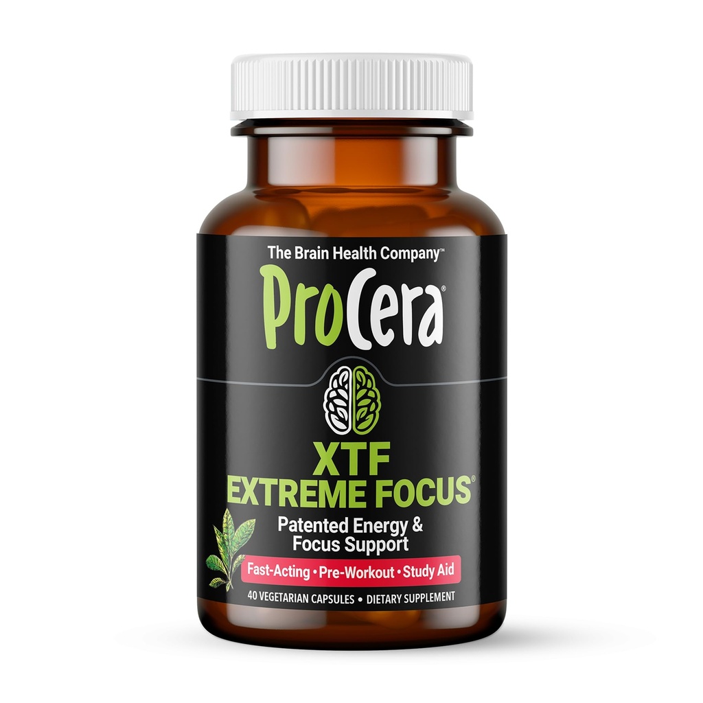 Procera XTF - Perfect Study Aid - Resultados Inmediatos - Mejorado enfoque " Memoria Retención - Aumento del flujo de oxígeno " Sangre - Claridad mental - Energía Intensiva - Lenta declina cognitiva - 40 Conde