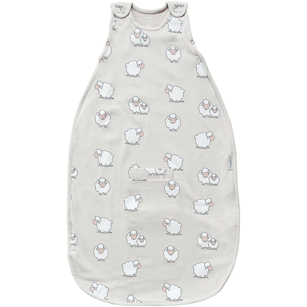 Woolino 4 Season Sleep Sack - Ultimate Merino Wool and Organic Cotton Sleeping Bag - Two-Way Zipper Ajustable Universal Size Sleep Sack for Baby (2-24 Months) - Sheep