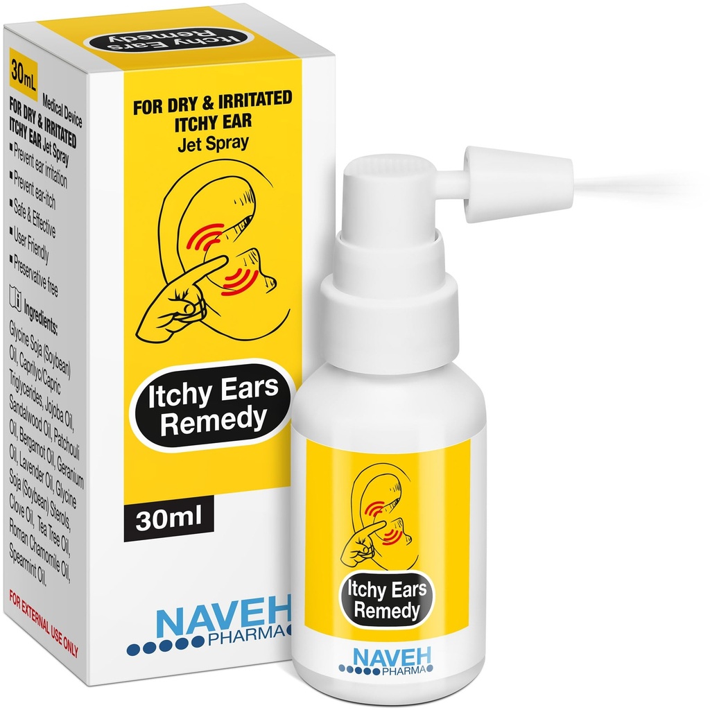 NAVEH PHARMA® Itchy Ears Remedy: Ear Cleaning and Itch Relief Treats TODAS LAS Causes of Ear Itchiness ¦ Jet Ear Spray for Eczema Treatment and Clogged Ear Relief  Ear Wax Remover &amp; Ear Wash (1 Fl Oz)