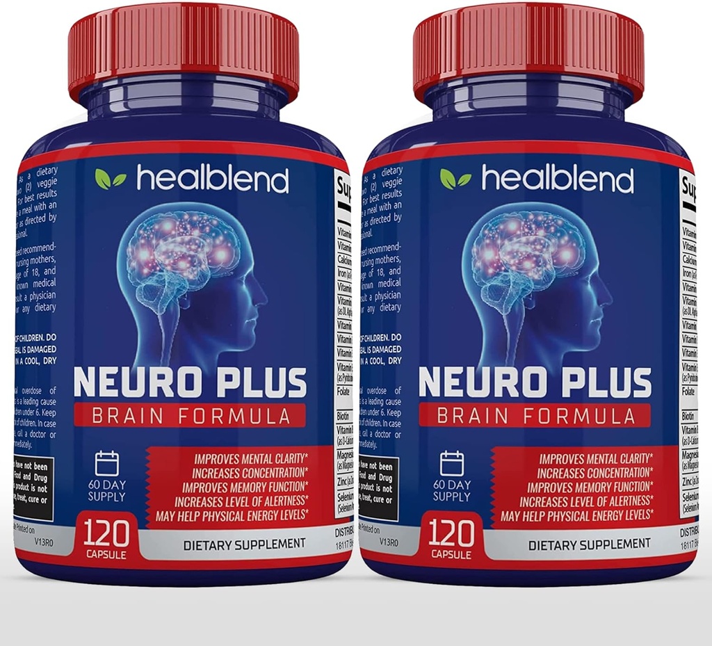 Neuro Plus Brain & Focus Fórmula - Suplemento Nootropic Brain Booster, apoya la salud cerebral, la claridad mental " Focus - mejora la concentración " energía mental – 120 cápsulas (2)