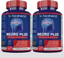 Neuro Plus Brain & Focus Fórmula - Suplemento Nootropic Brain Booster, apoya la salud cerebral, la claridad mental " Focus - mejora la concentración " energía mental – 120 cápsulas (2)