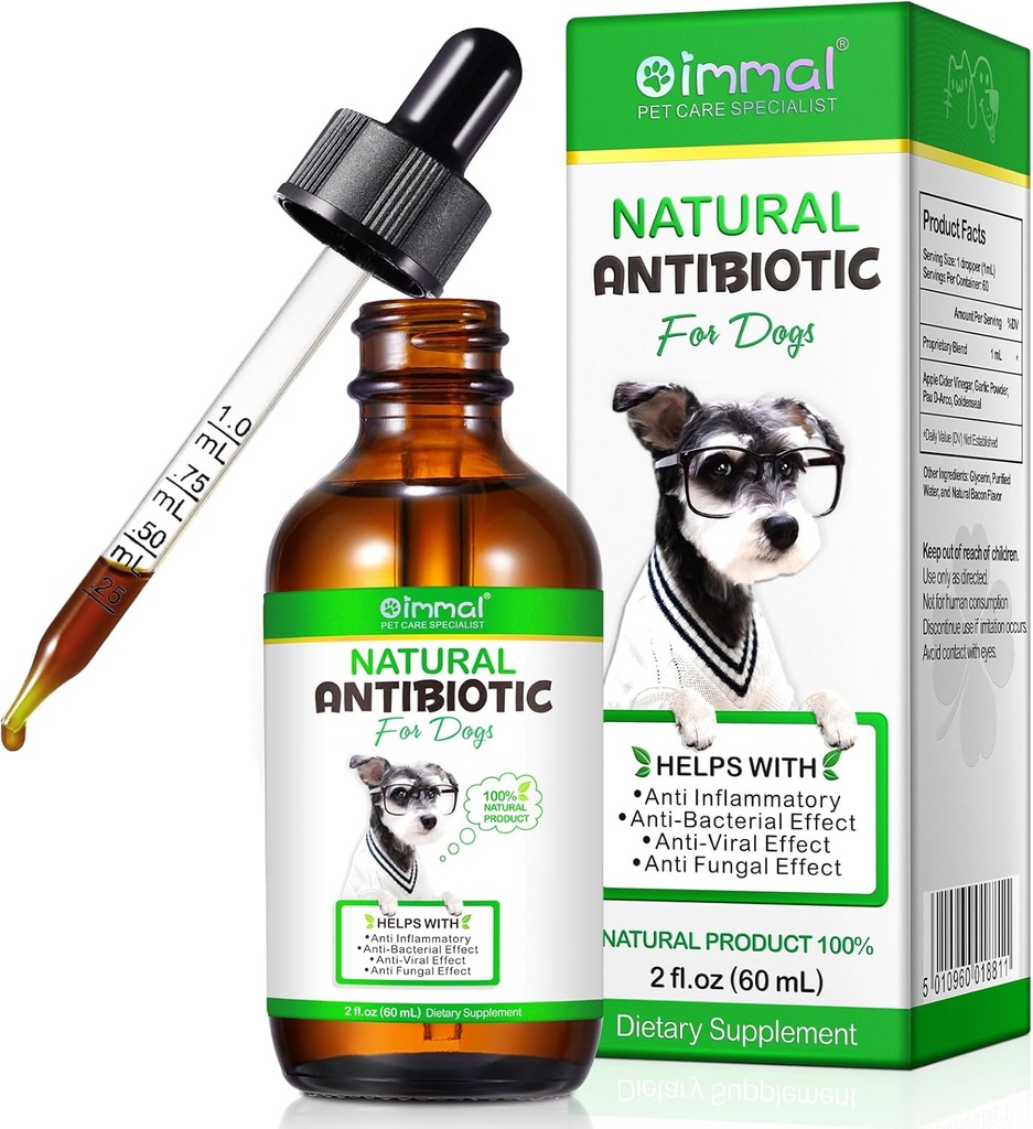 Antibióticos genéricos para perros, antibióticos de perros, suministros de perros antibióticos, antibióticos de perros naturales soporta alergia al perro y alivio de Itch, multivitamina de perros para mascotas-60ml / 2 Fl Oz