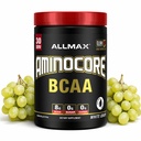 ALLMAX Nutrition AMINOCORE BCAA Powder, 8.18 Gramos de Aminoácidos, Intra y Post Workout Recovery Drink, Gluten Free, White Grape, 315 g
