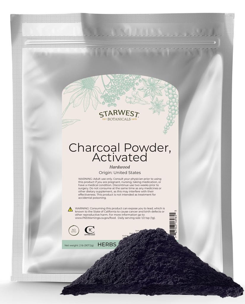 Starwest Botanicals Activated Charcoal Powder, 2 Pounds