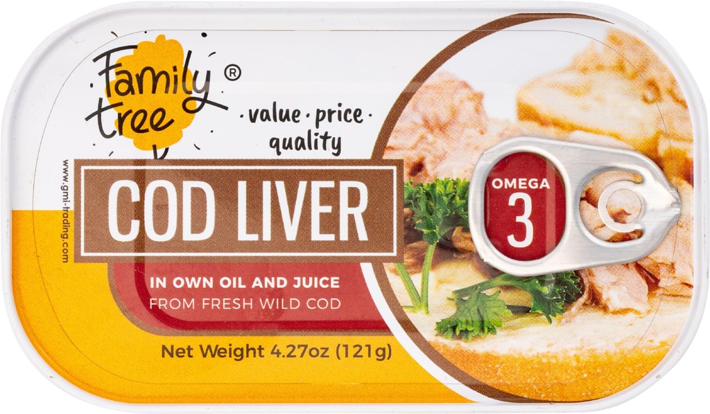 Árbol de la familia Islandia Wild Caught Cod Liver en Own Oil 4.27 oz (paquete de 12)
