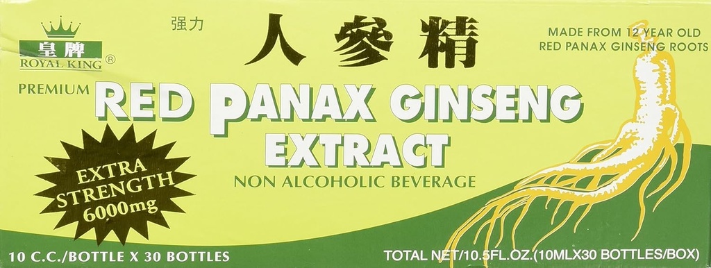 Royal King Red Panax Ginseng Extracto 6000mg, 0.33 Fl Oz (Pack of 30)