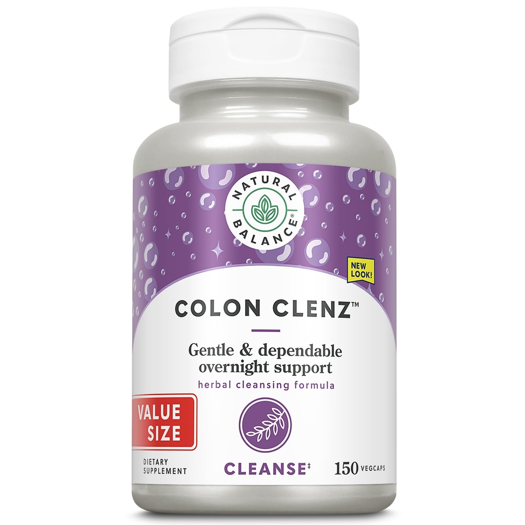 Natural Balance Colon Clenz ← Herbal Colon Cleanse " Detox Supplement TEN Gentle " Dependable Overnight Formula (150 CT)