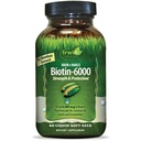Irwin Naturals Biotin-6000 Soportes Skin saludable, Pelo &amp; uñas - 60 Liquid Softgels - Fuerza + Protección con alta potencia 6000 mcg, Bamboo, Avocado, Coco &amp; Más - Absorción máxima