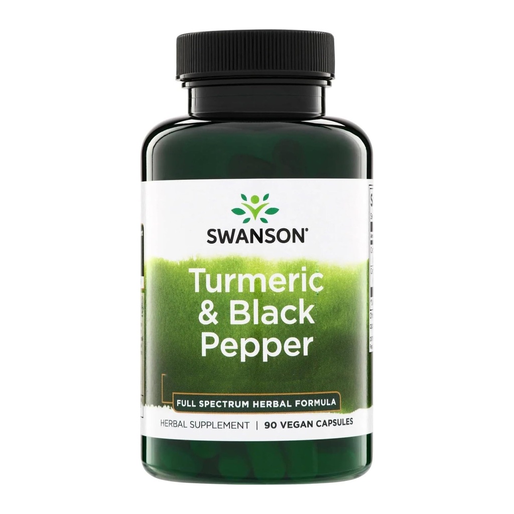 Swanson Premium- Turmeric &amp; Black Pepper - Antioxidante, Digestión & Joint Support - 90 Veg Caps (2 Pack)