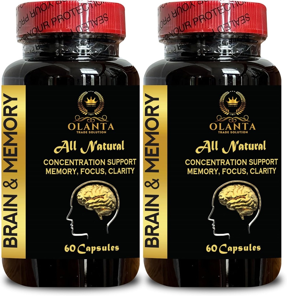 Memory Pills for Brain - Brain Booster Supplements for Memory, Focus, Clarity, Energy, Performance, Supports Healthy Brain Function, Memory & Immunitty - 2 Bottles 120 Capsules