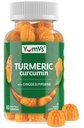 Curcumin Turmeric Gummies – Extra Strength 2000mg 8:1 Extracto Turmeric Suplemento Gummies con Pepper Negro y jengibre – Vegan Non-GMO Joint Support Chewables – Peach Flavor, 60 Conde