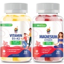 Gummies de Magnesio para Adultos Niños - 500 mg y Vitamina D3 K2 Gummies 5000 UI. Cifras de magnesio calma - Citrate de magnesio Suplemento de mango &amp; musculo