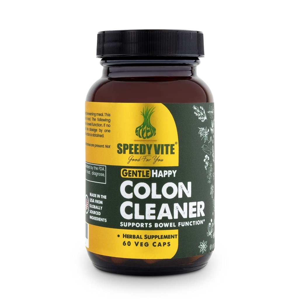 Happy Colon Gentle Support for Bowel Function* Aloe Vera Leaf Cascara Sagrada bark Slippery Elm Senna Leaf Turkey Rhubarb Psyllium Barberry Root (60 Veg Caps)