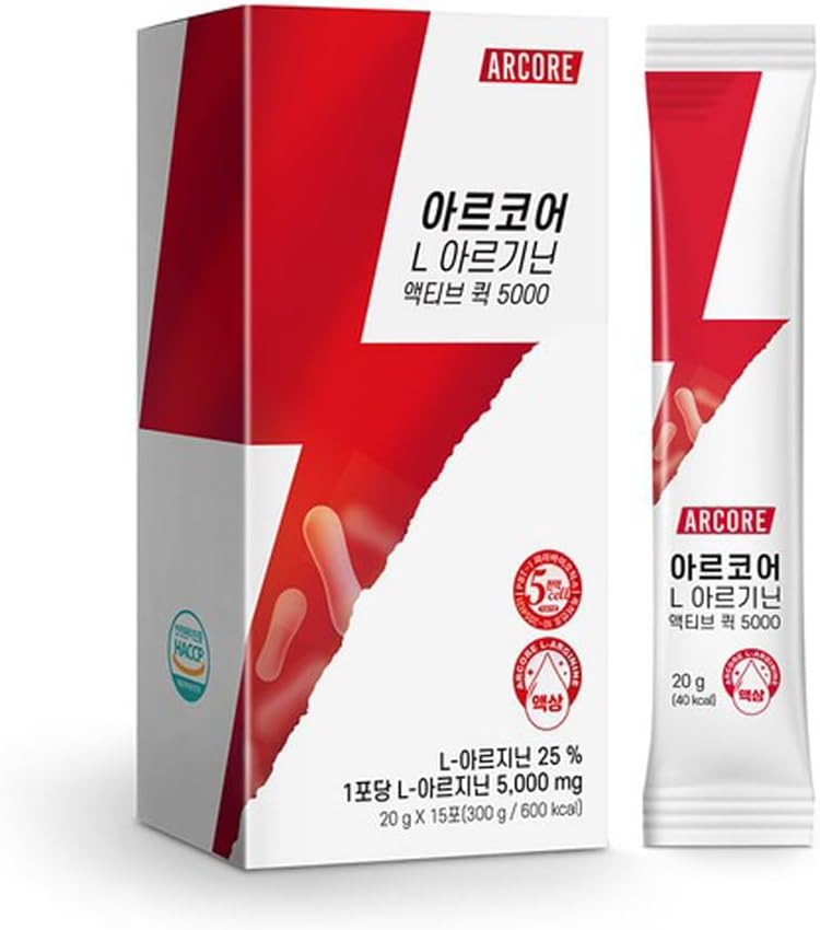 BOTO Arcore L-Arginine Active Quick 5000, High Dose Liquid Supplement, Supports Energy and Recovery, Patented Ingredients, Lemon Flavor 20g X 15 Sticks