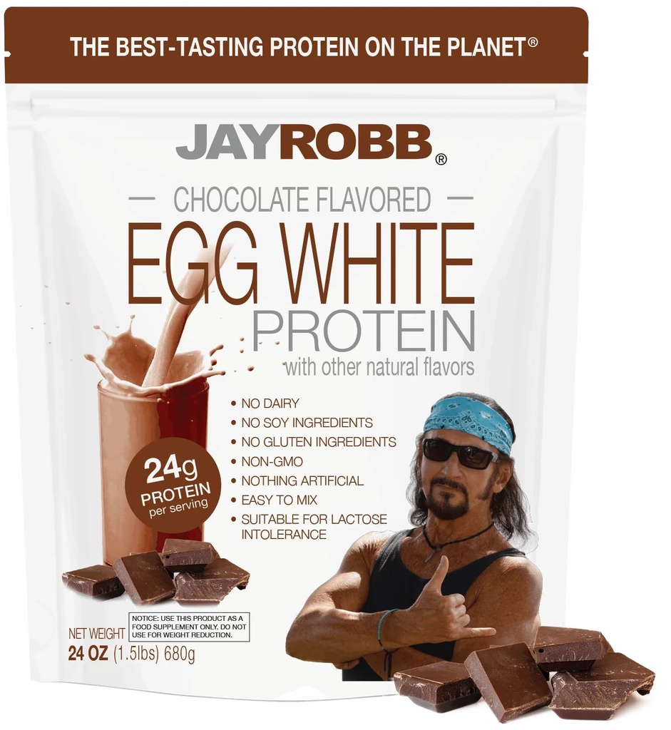 JAYROBB Chocolate Egg White Protein 24 oz, 1.5 libra bolsa