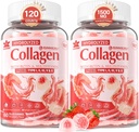 2Pack sin azúcar hidrolizado Collagen Peptide Mangas llenas para hombres de mujeres, con 1500 mg Proteína tipo I,II,III,V,X, 5000mcg Biotina Vitamina C A E D3 B6 B12 para uñas de pelo de la piel de inmune, bonificación