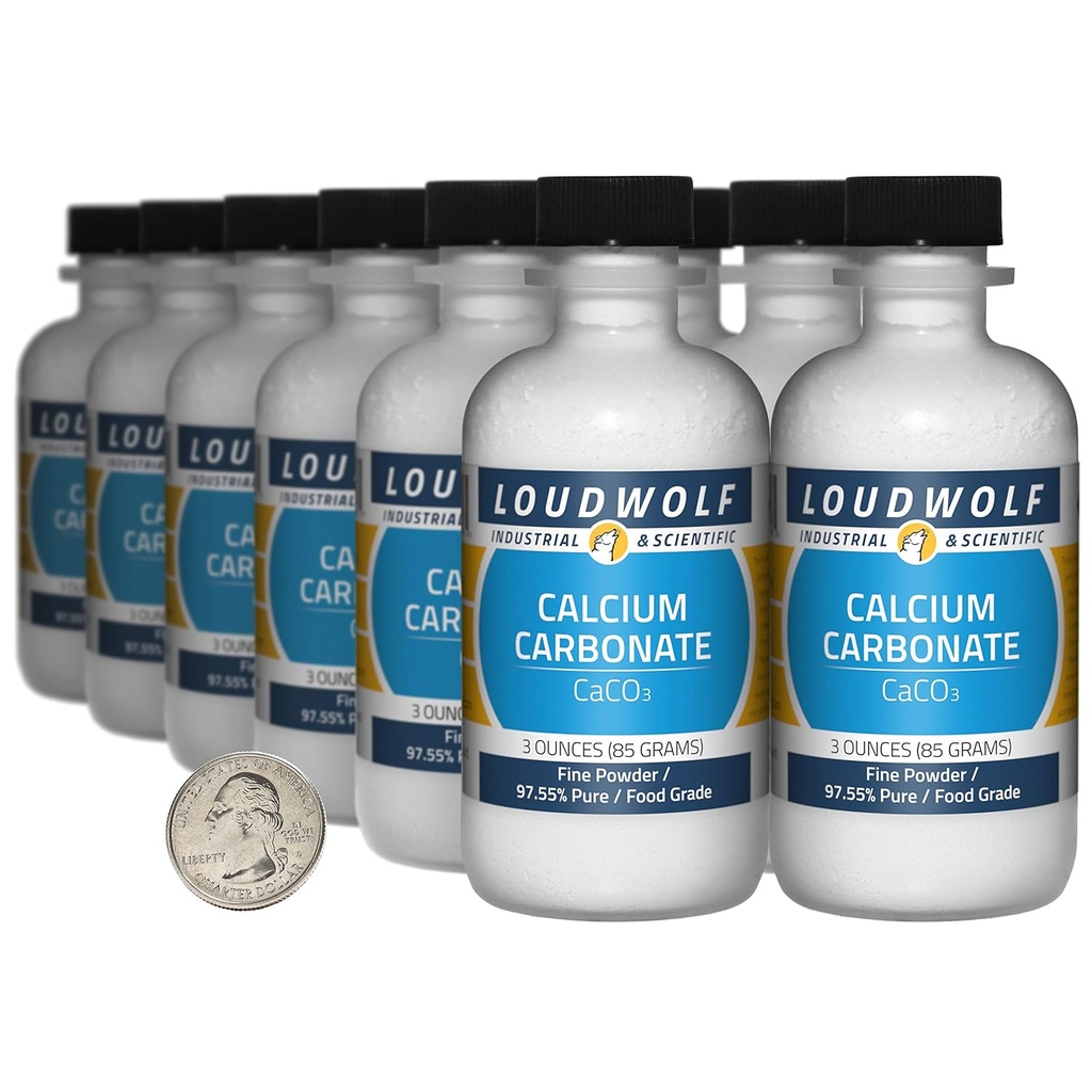 Calcium Carbonate / 2.3 Pounds / 12 Bottles / 97.55% Pure Food Grade/Fine Powder