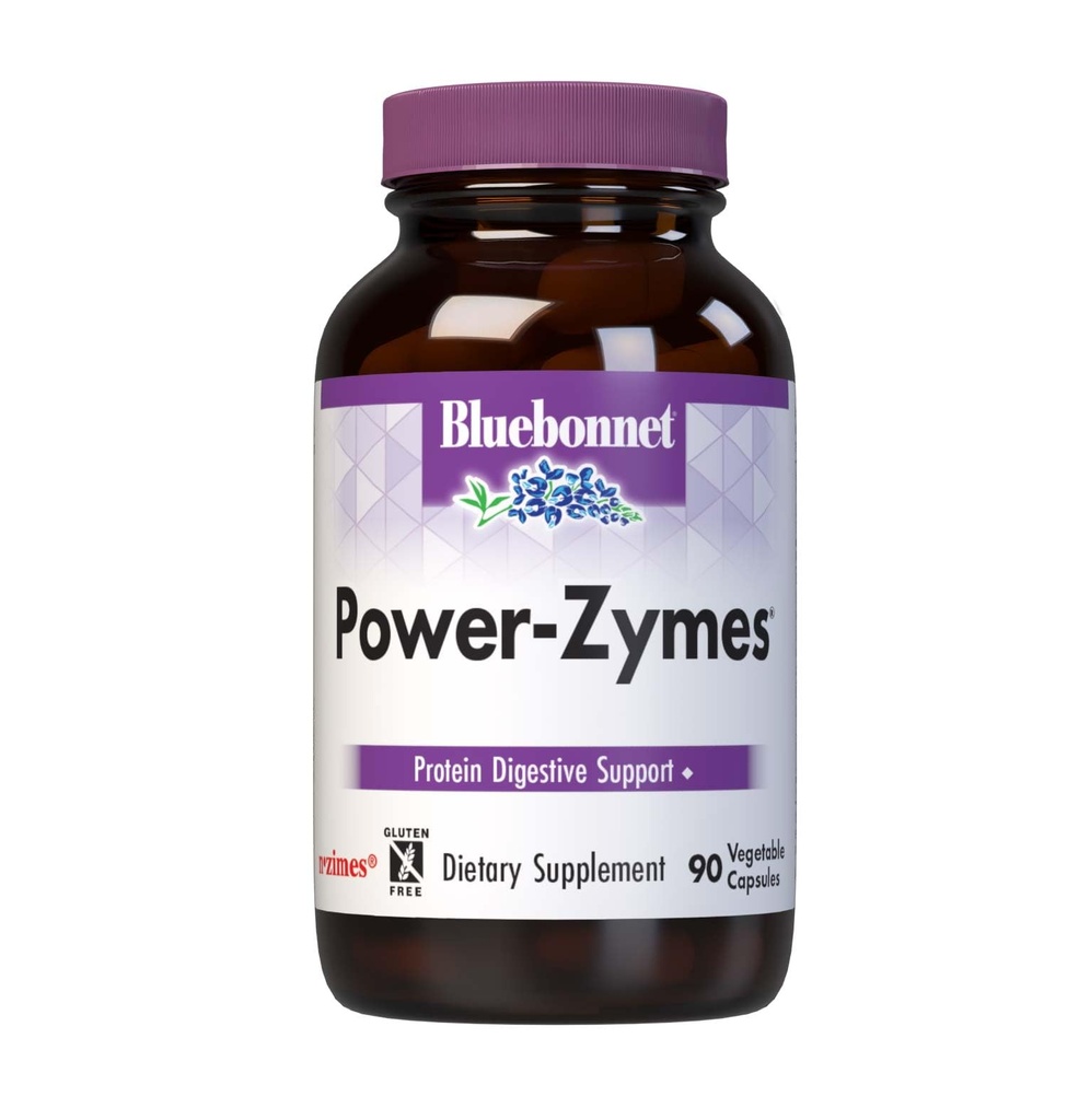 Bluebonnet Nutrition Power-Zymes, Protein Digestive Support*, Soy-Free, Gluten-Free, 90 cápsulas vegetales, 90 prestaciones