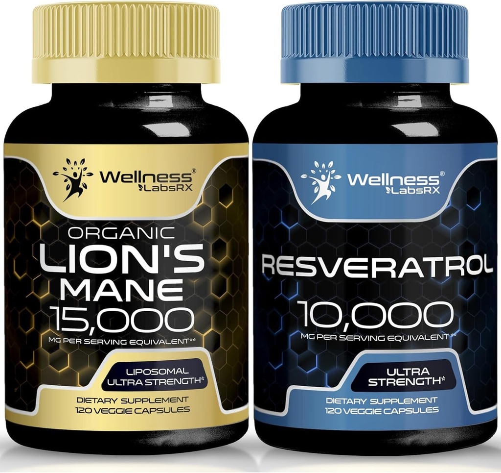 Resveratrol Capsules 10000 - Lions Mane Suplemento cápsulas