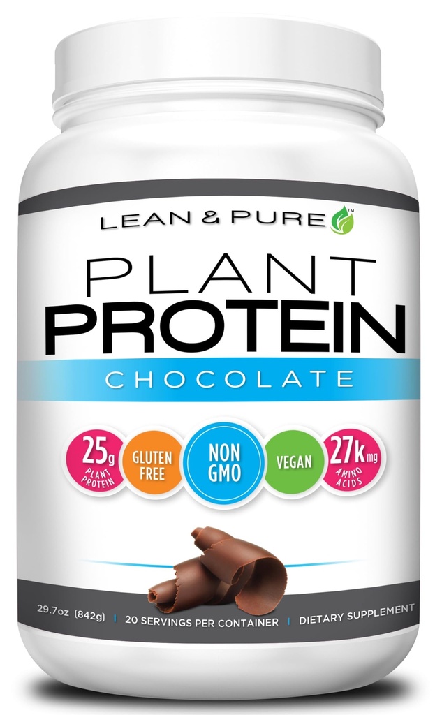 Lean &amp; Pure Plant Protein, 25g de Protein, No GMO, Vegan, Gluten Free. Baja Carb, 842g, Chocolate