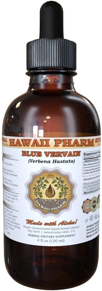 Extracto líquido de Vervaina Azul Azul, Vervaina Azul Orgánica (Verbena Hastata) Tintura 4 oz