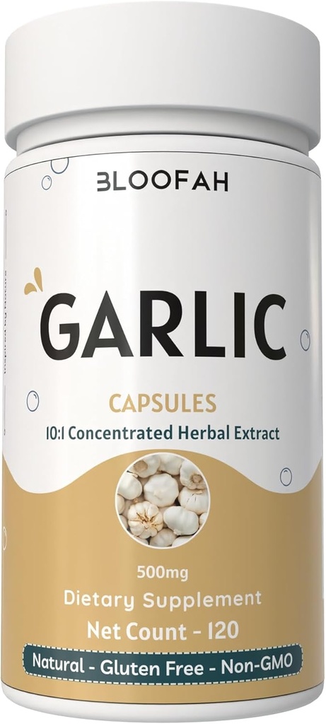 Cápsulas de ajo 500mg TENIDO Concentrado 10:1 Extracto Polvo TENIDO Allium sativum Silencio No Gluten-Free TEN No Artificial Additives TEN GMP-Certified TEN Odorless & Easy to Take (120 Conde (Pack of 1))