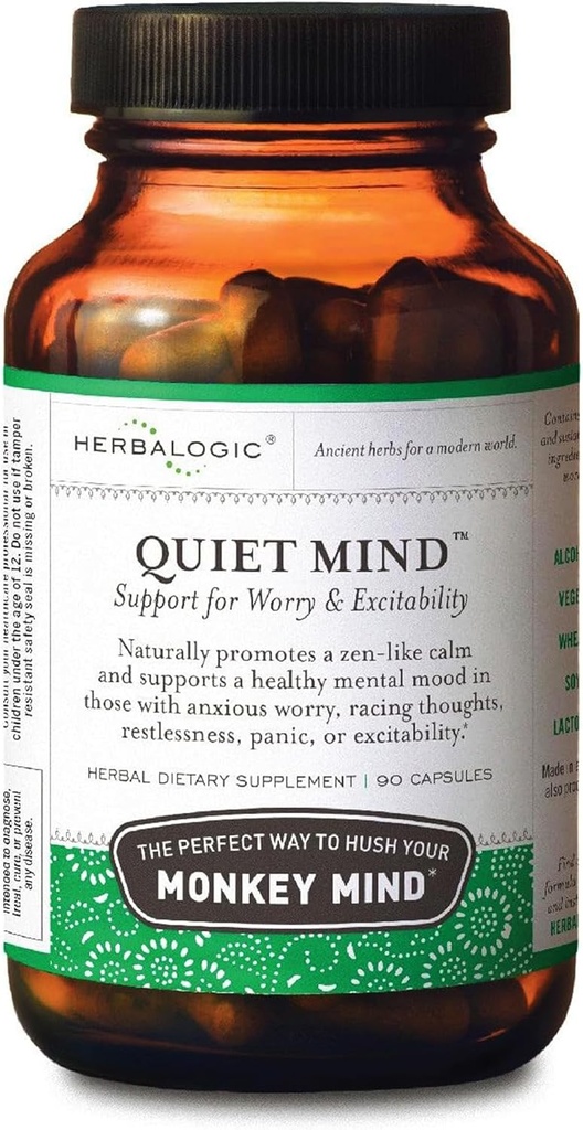 Herbalogic - Mente tranquila Capsules de hierba - No Comedor, Promueve un sentimiento de calma Zen-Like - Eases Worry - Basado en la Fórmula China Tradicional GUI Pi Tang - 90 Conteo de Cap
