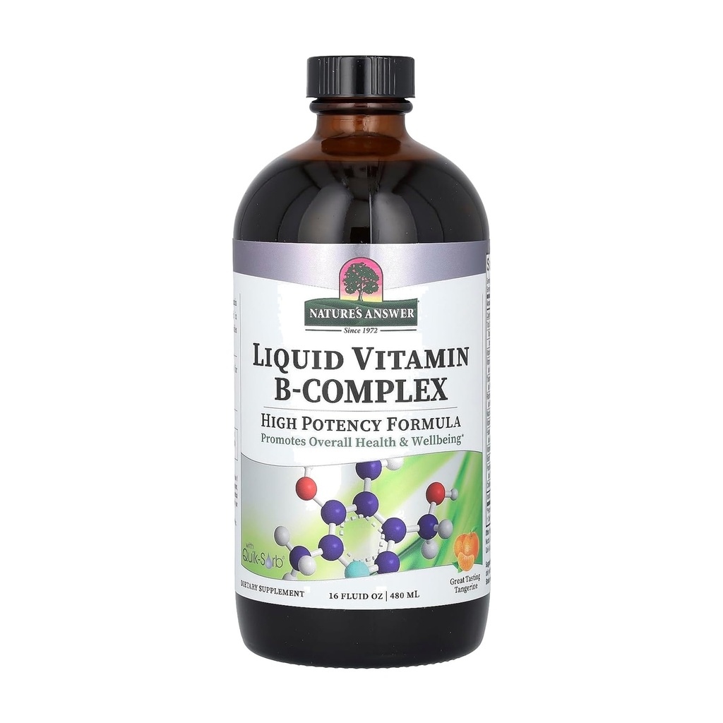 Respuesta de la naturaleza Liquid Vitamina B-Complex Apoyos Niveles de energía saludables ← Promueve una función saludable de nervios TEN TODO-Natural Tangerine Flavor TEN Gluten-Free &amp; Benzoate-Free 16oz
