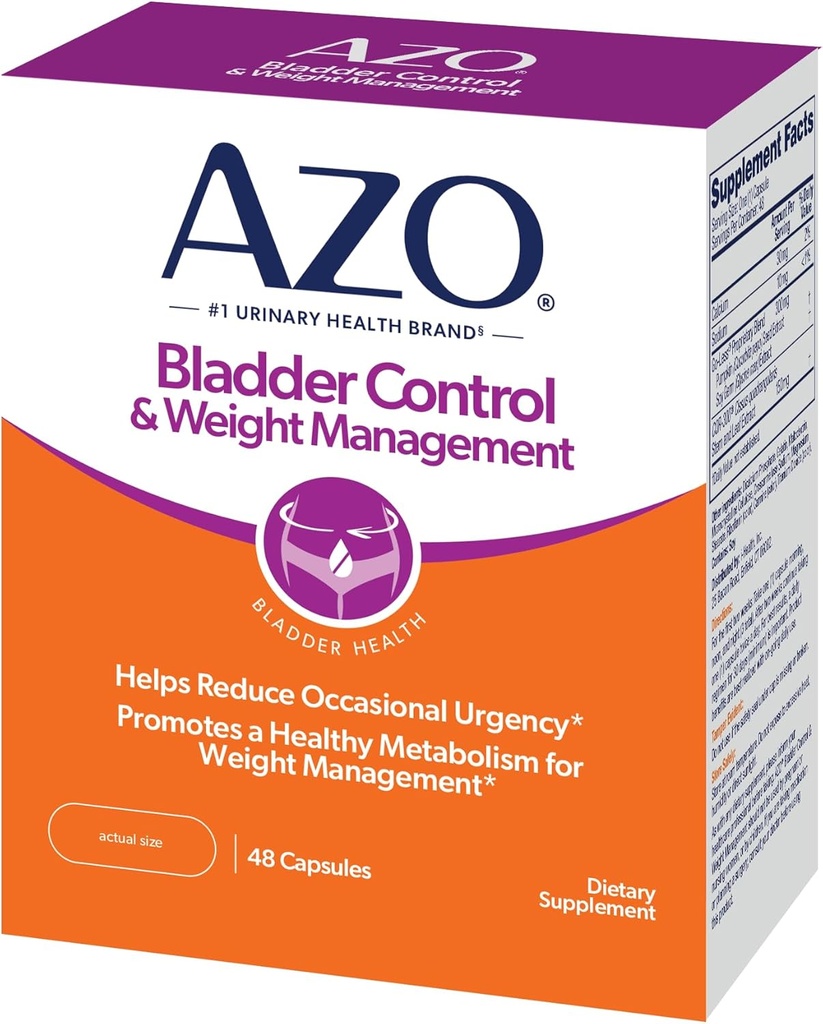 Control de la vejiga AZO con Go-Less® & Weight Management Suplemento dietético TEN Ayuda a reducir la frecuencia ocasional* ← Promociona el metabolismo saludable* ← Soporta el sueño de una buena noche* ← 48 cápsulas