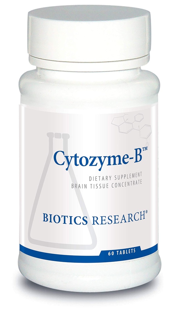 Biotics Research Cytozyme B apoya la salud cerebral. Cerebro de cordero crudo, mejora la memoria, apoya la claridad mental y la agudeza, actividad antioxidante potencial, SOD, catalana, 60 tabletas