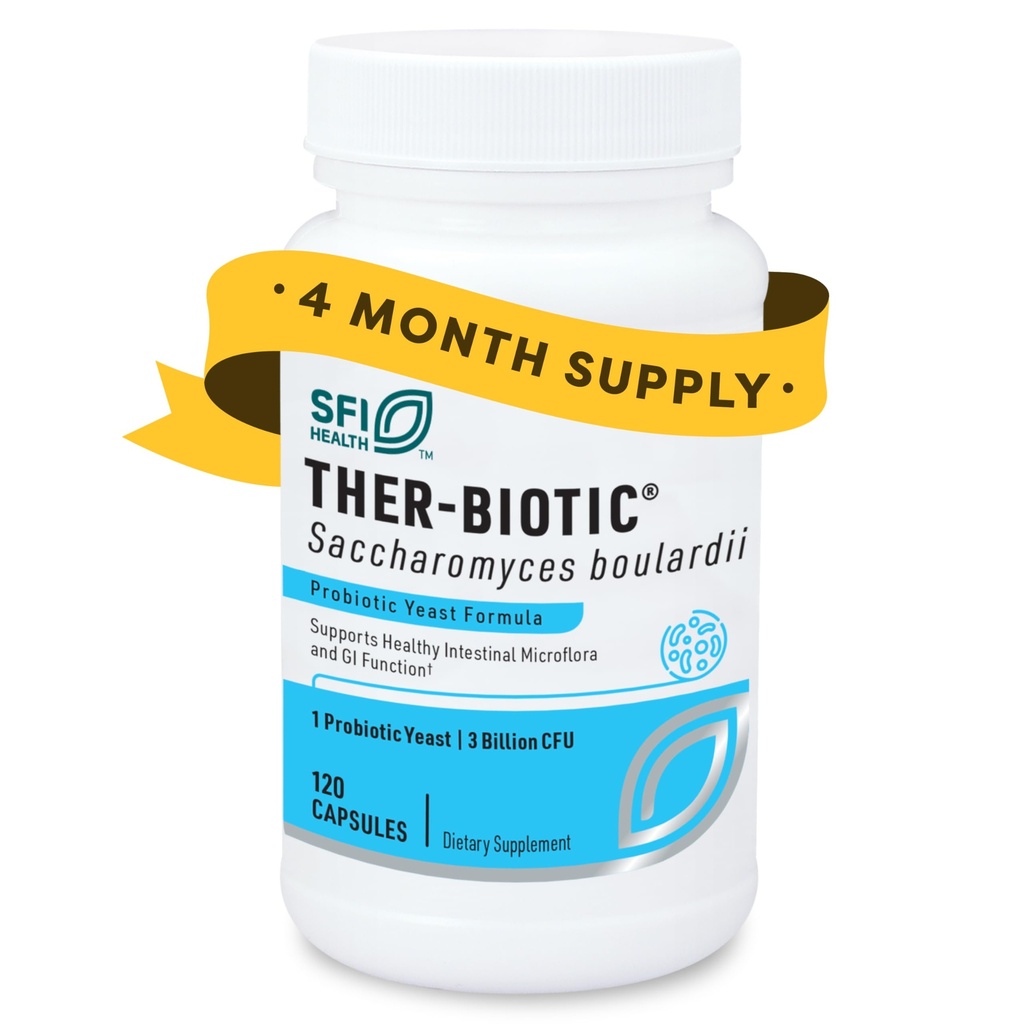Klaire Labs SFI Health Saccharomyces Boulardii Probiotic - Acid Resistant " Shelf-Stable Supplement to Support Healthy Yeast Balance, Immune " Digestive Health - Hypoallergenic, Dairy-Free (120ct)