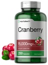 Horbäach Cranberry Pills + Vitamina C TENIDO 15,000mg ANTE 250 cápsulas ANTE No GMO y Gluten Suplemento gratuito del Extracto Concentrado