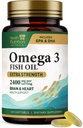 Omega 3 Fish Oil 2400 mg - Triple fuerza Omega-3 Suplementos - Natural Brain Heart Health &amp; Immune Support - Fatty Acids with EPA & DHA - Wild Caught Purified Fish Oil Suplemento - 120 Softgels