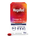 Megared Omega-3 Fish & Krill Oil Suplemento 900mg - MegaRed Advanced 4in1, 60 softgels, 2x Más Omega-3, Corazón, Conjunto, Cerebro y Ojo Suplemento, Rojo, 60 Conde