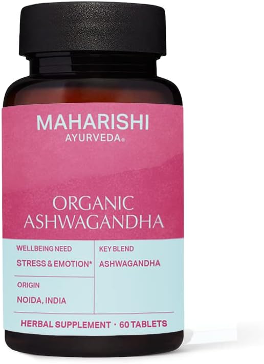 Orgánica Ashwagandha tención 60 Tablas herbales - 500 mg ea.