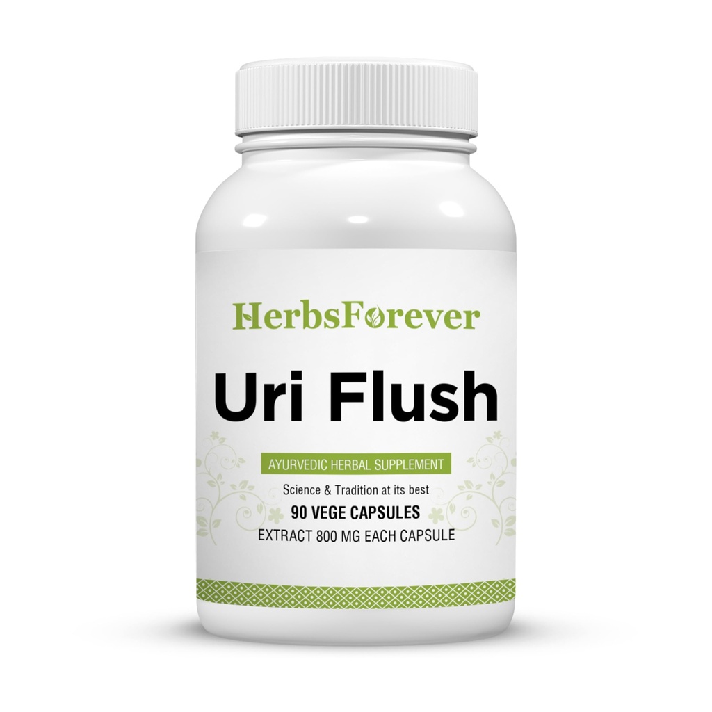 Herbsforever Uri-Flush Capsules Ayurvedic Herbal Supplement Support Healthy Kidney Function and Urinary Tract Function 90 Vege Capsules 800 Mg