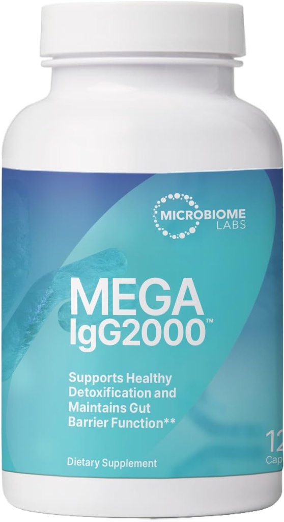 Laboratorios de microbioma Mega IgG2000 Capsules - Dairy Free Bovine Colostrum Supplement Alternative - Immunoglobulin Supplement from Bovine Serum to Support Digestive Health (120 Capsules)