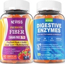 NEVISS Psyllium Husk Prebiotic Fiber Gummies - 7G Fiber with 2000mg Prebiotic Fiber Blend & Multivitamins - Inulina, Fos, Guar Gum & Multi Digestive Enzymes Vitamin Gummies Chewable