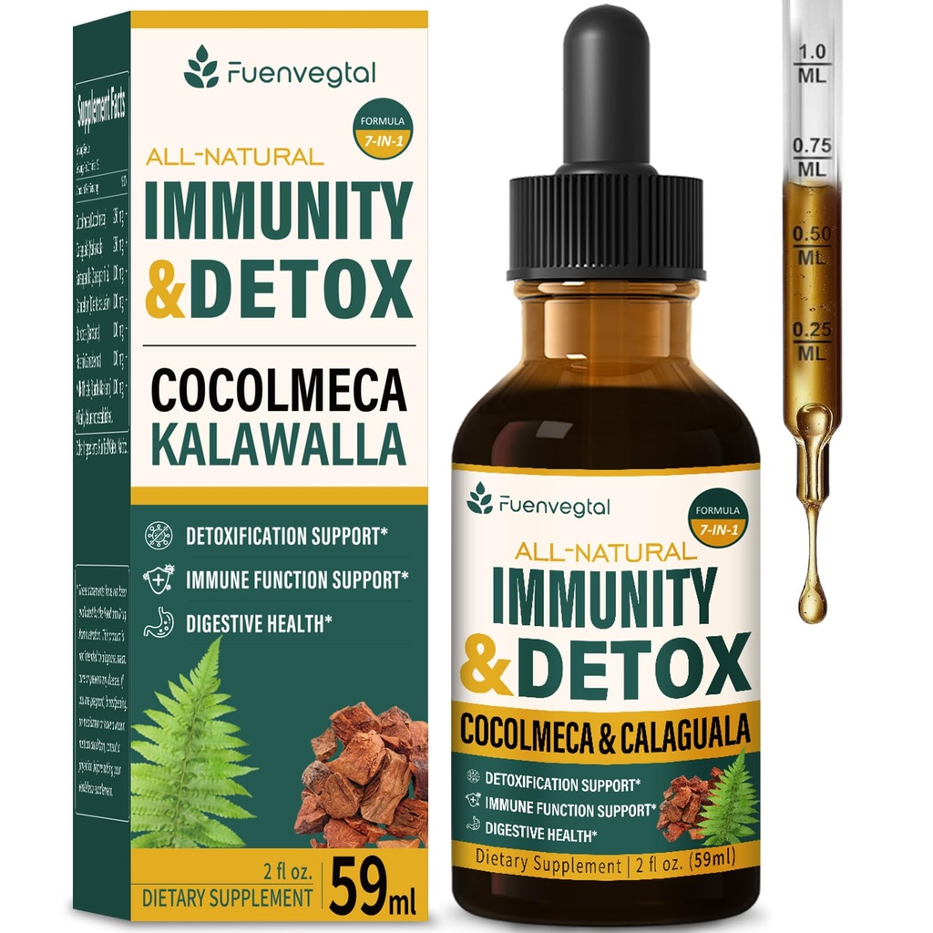 Cocolmeca Immunity " Detox Drop, Herbal Extract with Polypodium Leucotomos Sarsaparilla Milk Thistle Supplement Support Detoxification, Immune System, Digestive Health. 2oz