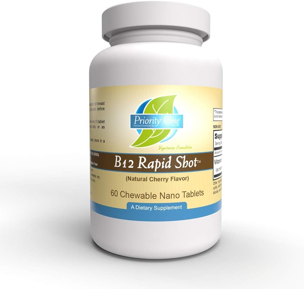 Prioridad 1 Vitaminas B12 Zapato rápido 60 Tablas de Nano Chewable - Metilcobalamina Vitamina B12