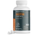Bronson Biotin 5,000 MCG apoya el cabello saludable, la piel " uñas " producción de energía - alta potencia de apoyo de la belleza - no GMO, 360 tabletas vegetarianas