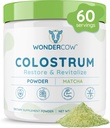 Colostrum Suplemento Polvo para Gut Health, Immune Support, Muscle Recovery & Wellness ¦ Natural IgG Puro Bovine Superfood, Matcha, 60 Servings