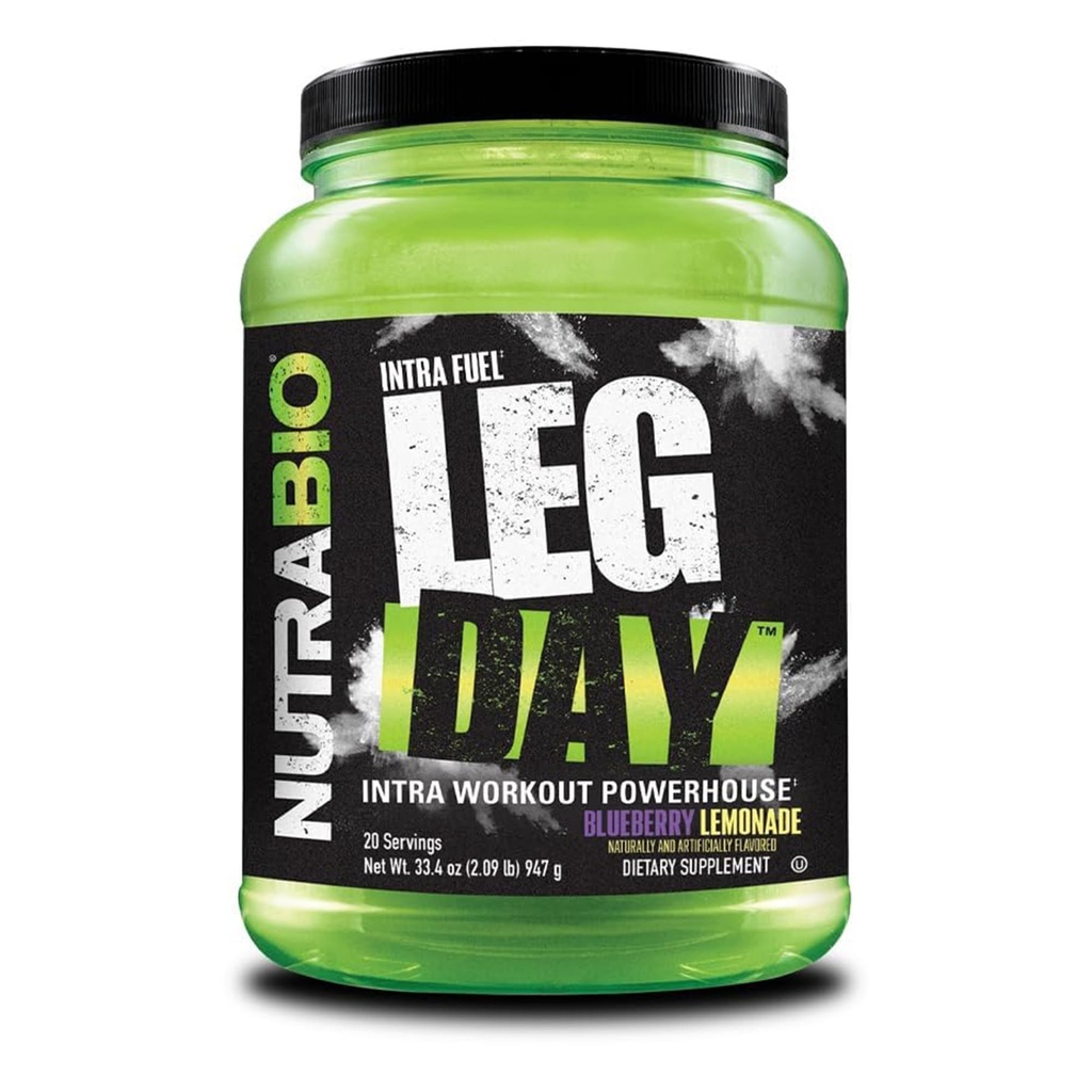 NutraBio Leg Day Intra Workout Powder – Advanced Carb Supplement with Cluster Dextrin &amp; Electrolytes – Carb Powder with EAAs/BCAAs – Cyclic Dextrin for Performance – Blueberry Lemonade, 20 Servings