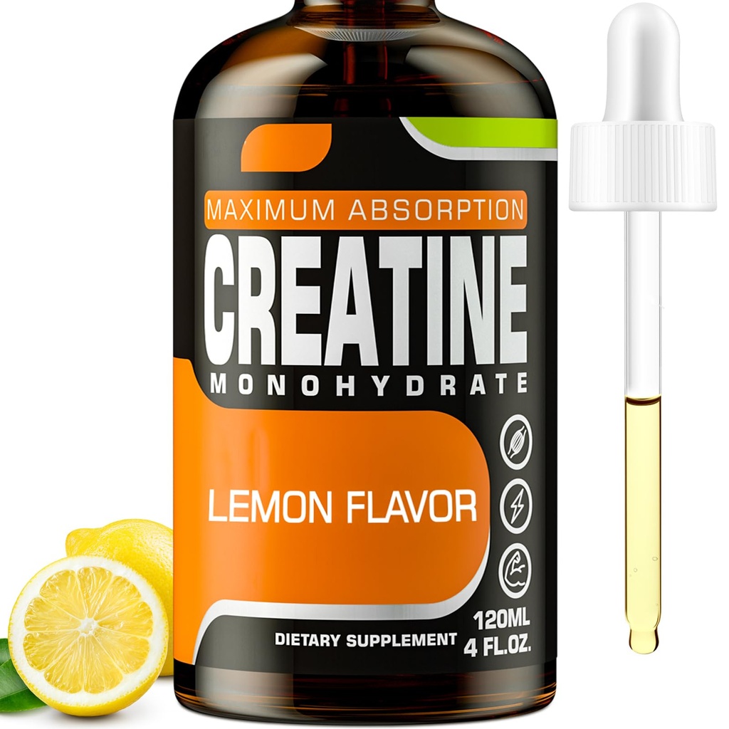 Monohidrato de crema, Creatina líquida para Masa muscular, Fuerza, Glute, Booty ' Endurance - Creatina para Mujeres y Hombres con Collagen hidrolizado " Trehalose - 120 ml HCl de Creatina (Flor de limón)