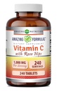 Fórmulas asombrosas Vitamina C con Rose HIPS Suplemento TENIDO 1000 Mg TENED 240 Tablets TENIDO NO GLUTEN-Free TEN Made in USA