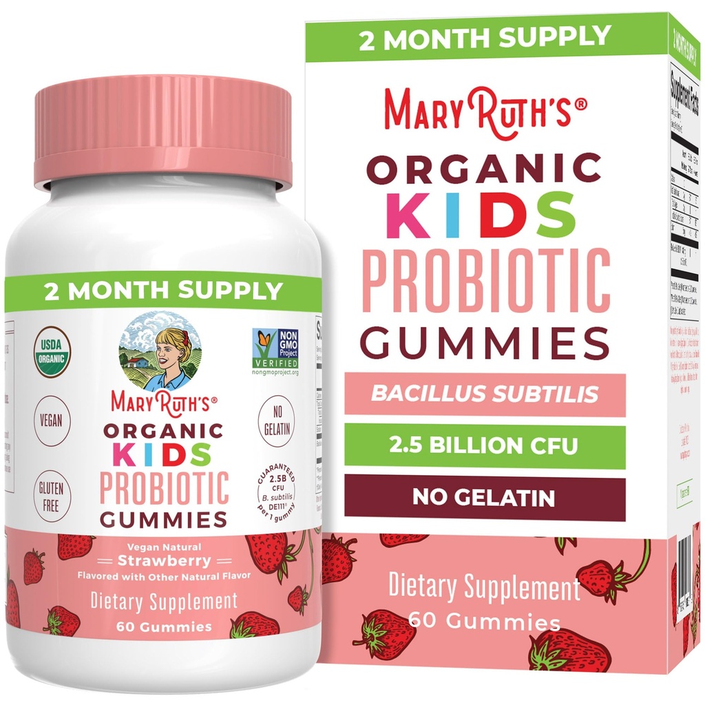 MaryRuth Orgánicas Niños Probióticos para la Salud Digestiva Silencio USDA Gummies Probióticos Silencio 2 Mes Fuentes Niños Probióticos Silenciosos Apoyo Silencio Gut Health Suplemento Silencio Vegan Silencio No OGM Silencio Gluten Free Silencio 60 Conde