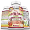 FRESH HEALTHCARE Mushroom Suplemento - Lions Mane, Cordyceps, Reishi, Turquía Tail, y Shitake - Immune y Brain Support - Peak Power Mushroom Suplemento - 90 cápsulas Vegan