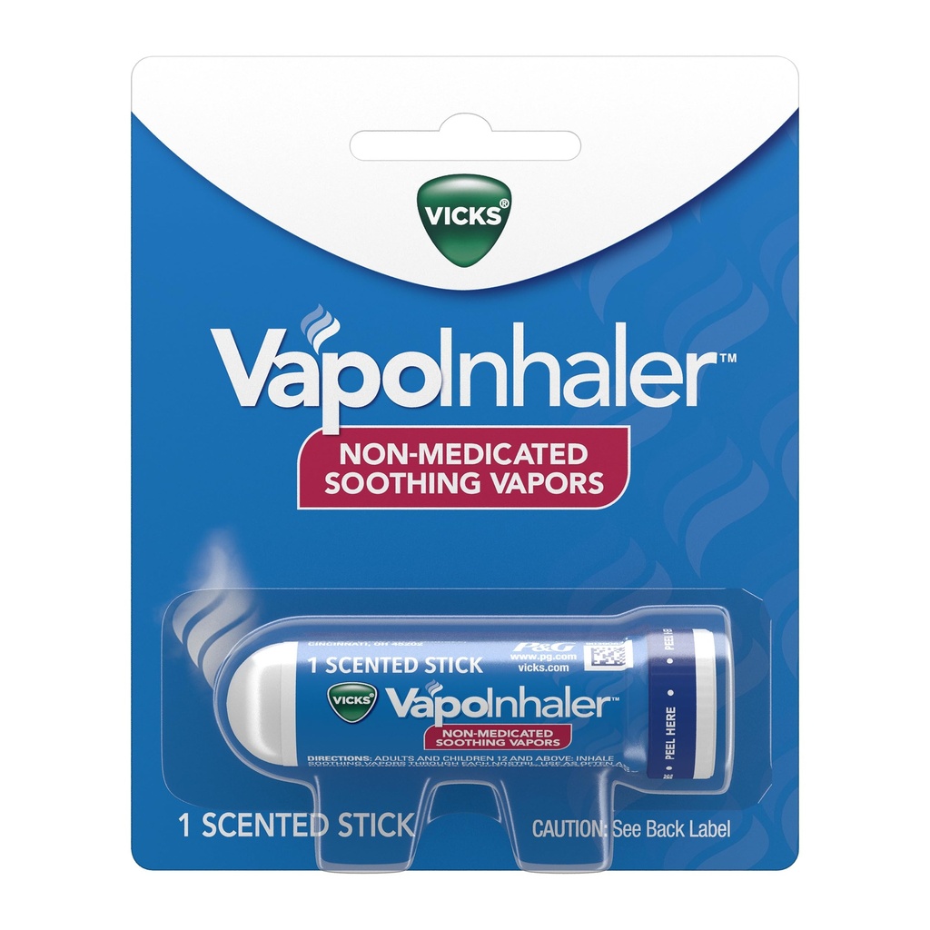 Vicks VapoInhaler, Inhalador de Nasal portátil, no medicado, Vapor de calma, aroma de menta, 1 Conde