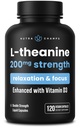NutraChamps L-Theanine 200mg Capsules ← Double-Strength L-Theanine Liquid with Vitamin D3, Orgánica Coconut Oil tención Soporta Mood, Focus, Stress Relief confidencialidad para niños y adultos  120 Vegan Capsules